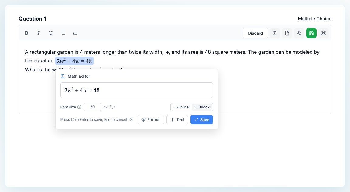 The Math Editor with the new Inline and Block switch